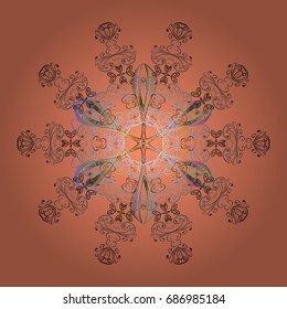 Snowflakes radial background. Isolated nice snowflakes on colorful background.Vector illustration.
