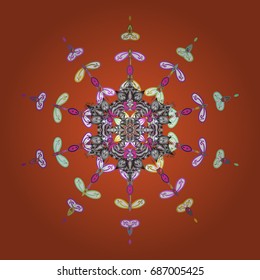 Snowflakes radial background. Isolated nice snowflakes on colorful background.Vector illustration.