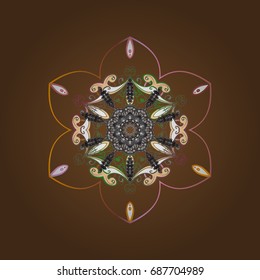 Snowflakes radial background. Isolated nice snowflakes on colorful background.Vector illustration.