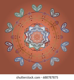Snowflakes radial background. Isolated nice snowflakes on colorful background.Vector illustration.