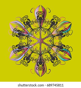 Snowflakes radial background. Isolated nice snowflakes on colorful background.Vector illustration.