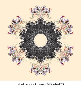 Snowflakes radial background. Isolated nice snowflakes on colorful background.Vector illustration.