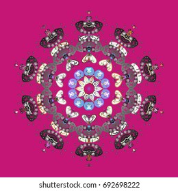 Snowflakes radial background. Isolated nice snowflakes on colorful background.Vector illustration.