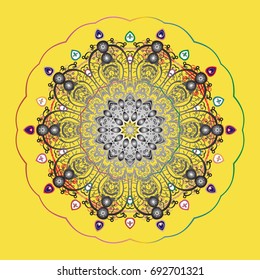 Snowflakes radial background. Isolated nice snowflakes on colorful background.Vector illustration.