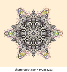 Snowflakes radial background. Isolated nice snowflakes on colorful background.Vector illustration.