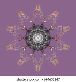 Snowflakes radial background. Isolated nice snowflakes on colorful background.Vector illustration.
