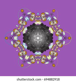 Snowflakes radial background. Isolated nice snowflakes on colorful background.Vector illustration.