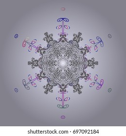 Snowflakes radial background. Isolated nice snowflakes on colorful background.Vector illustration.