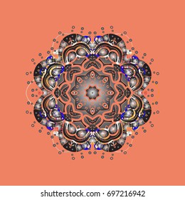 Snowflakes radial background. Isolated nice snowflakes on colorful background.Vector illustration.