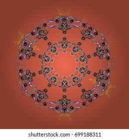 Snowflakes radial background. Isolated nice snowflakes on colorful background.Vector illustration.