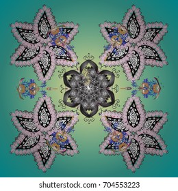 Snowflakes radial background. Isolated nice snowflakes on colorful background.Vector illustration.