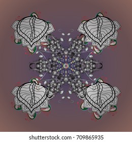 Snowflakes radial background. Isolated nice snowflakes on colorful background.Vector illustration.