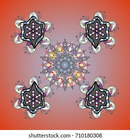 Snowflakes radial background. Isolated nice snowflakes on colorful background.Vector illustration.