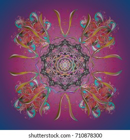 Snowflakes radial background. Isolated nice snowflakes on colorful background.Vector illustration.