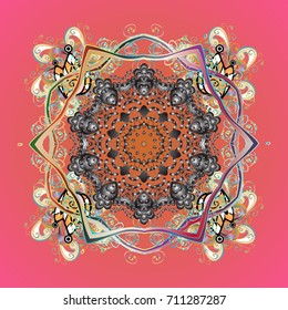 Snowflakes radial background. Isolated nice snowflakes on colorful background.Vector illustration.