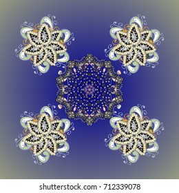 Snowflakes radial background. Isolated nice snowflakes on colorful background.Vector illustration.