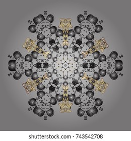 Snowflakes radial gray, beige and brown colors. Isolated nice snowflakes on colorful background.Vector illustration.