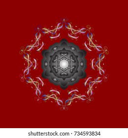 Snowflakes radial red, gray and brown colors. Isolated nice snowflakes on colorful background.Vector illustration.