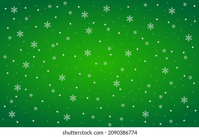 Snowflakes rain on green background