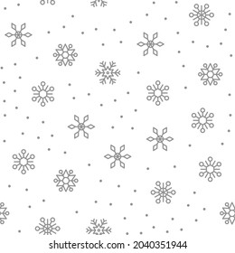 Snowflakes random seamless pattern. Winter and christmas background texture.