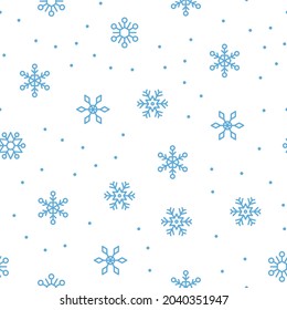 Snowflakes random seamless pattern. Winter and christmas background texture.