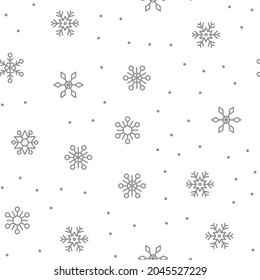 Snowflakes random seamless pattern. Winter and christmas background texture.