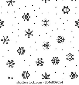 Snowflakes random seamless pattern. Winter and christmas background texture.