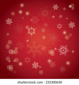 Snowflakes red background, greeting card, invitation, wallpaper