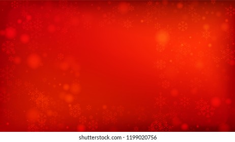 
Snowflakes Red Christmas Background. Element of Design with Snow for a Postcard, Invitation Card, Banner, Flyer.  Vector Falling Snowflakes on a Red Background.
