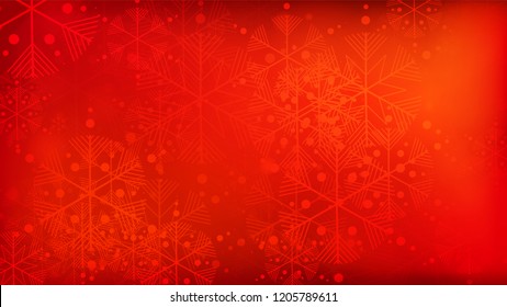 
Snowflakes Red Christmas Background. Element of Design with Snow for a Postcard, Invitation Card, Banner, Flyer.  Vector Falling Snowflakes on a Red Background.
