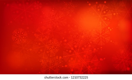 
Snowflakes Red Christmas Background. Element of Design with Snow for a Postcard, Invitation Card, Banner, Flyer.  Vector Falling Snowflakes on a Red Background.
