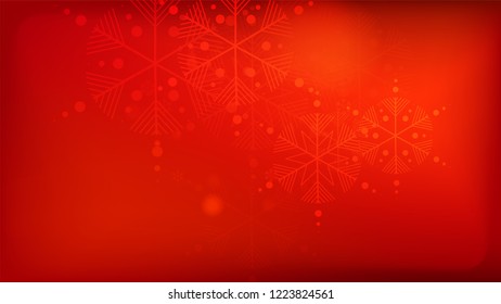 Snowflakes Red Christmas Background. Element of Design with Snow for a Postcard, Invitation Card, Banner, Flyer.  Vector Falling Snowflakes on a Red Background.