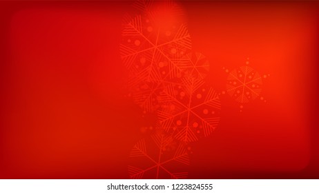 Snowflakes Red Christmas Background. Vector Falling Snowflakes on a Red Background.
