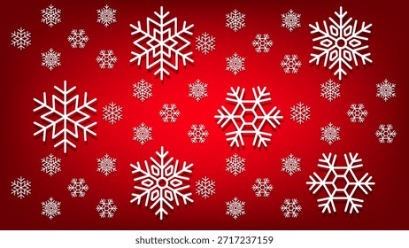 Copos de nieve con fondo abstracto de malla degradada roja agradable para el Fondo de pantalla o el Anuncio