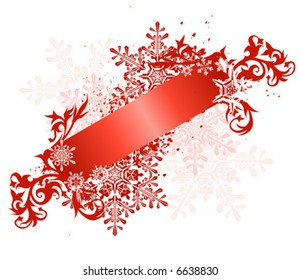 snowflakes & red grunge banner