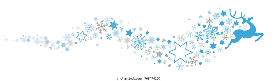 Snowflakes, reindeer and stars on the white background. Eps 10 vector file.