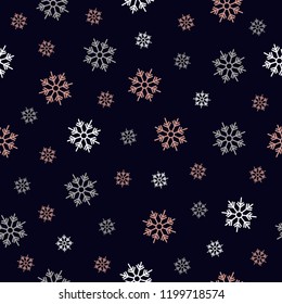 Snowflakes rose gold seamless pattern scribble drawing background