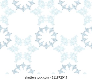 Snowflakes seamless background pattern hand drawn. Vector wrapping paper. Winter season.