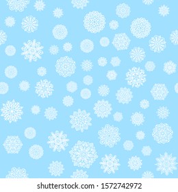 Snowflakes seamless background. Snow flakes silhouette. New year ornament