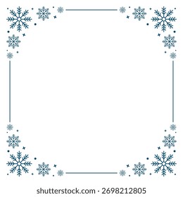 Snowflakes seamless border. Snowflakes seamless pattern. Snow border frame. Template for winter design. Vector illustration