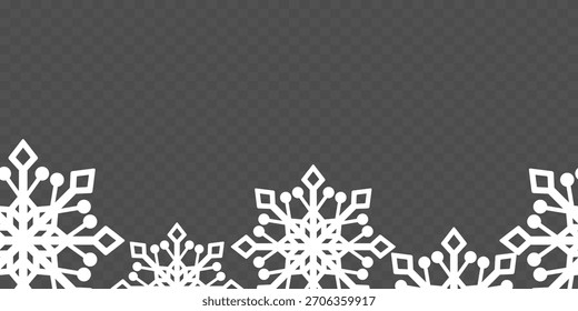 Frontera sin costuras de los copos de nieve. Ilustración vectorial