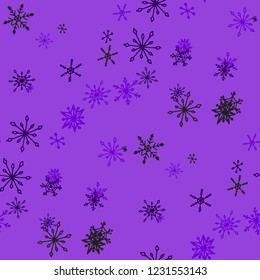 Snowflakes. Seamless Christmas Pattern with Cute Childish Snowflakes Hand Drawn in Doodle Style. Seamless Background for Christmas Decoration, Textile, Paper. Vector Holiday Texture.