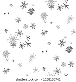 Snowflakes. Seamless Christmas Pattern with Cute Simple Snowflakes Hand Drawn in Doodle Style. Seamless Background for Christmas Decoration, Brochure, Cover. Vector Holiday Texture.