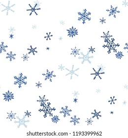 Snowflakes. Seamless Christmas Pattern with Funny Simple Snowflakes Hand Drawn in Doodle Style. Seamless Background for Christmas Decoration, Brochure, Card. Vector Holiday Texture.