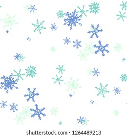 Snowflakes. Seamless Christmas Pattern with Funny Simple Snowflakes Hand Drawn in Doodle Style. Seamless Background for Christmas Decoration, Textile, Paper. Vector Holiday Texture.