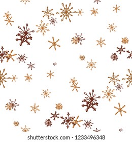 Snowflakes. Seamless Christmas Pattern with Lovely Childish Snowflakes Hand Drawn in Doodle Style. Seamless Background for Christmas Decoration, Print, Poster. Vector Holiday Texture.