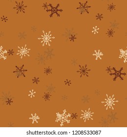 Snowflakes. Seamless Christmas Pattern with Pretty Childish Snowflakes Hand Drawn in Doodle Style. Seamless Background for Christmas Decoration, Print, Dress. Vector Holiday Texture.