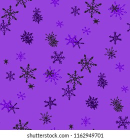 Snowflakes. Seamless Christmas Texture with Cute Simple Snowflakes Hand Drawn in Doodle Style. Seamless Background for Christmas Decoration, Wrapping, Paper. Vector Holiday Texture.
