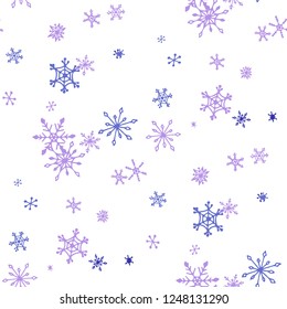 Snowflakes. Seamless Christmas Texture with Cute Childish Snowflakes Hand Drawn in Doodle Style. Seamless Background for Christmas Decoration, Banner, Card. Vector Holiday Texture.