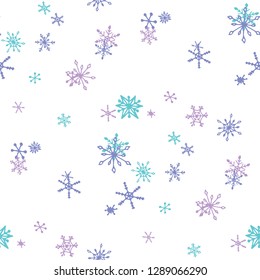 Snowflakes. Seamless Christmas Texture with Cute Simple Snowflakes Hand Drawn in Doodle Style. Seamless Background for Christmas Decoration, Textile, Paper. Vector Holiday Texture.